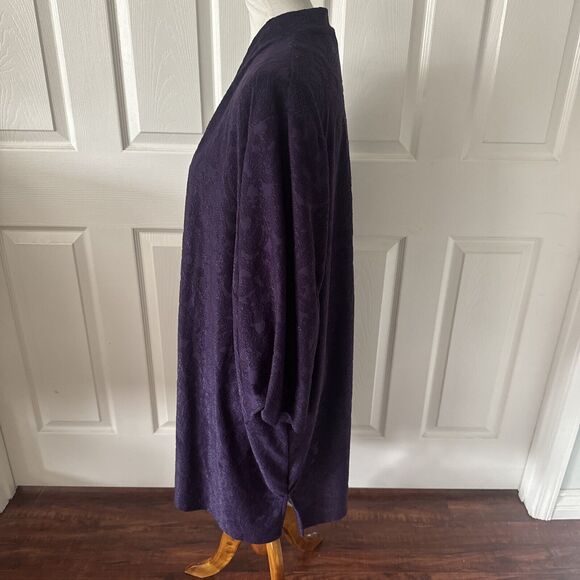 Catherines Anywhere Womens Open Cardigan Plus 5X Purple Burnout Paisley Travel - Picture 2 of 10